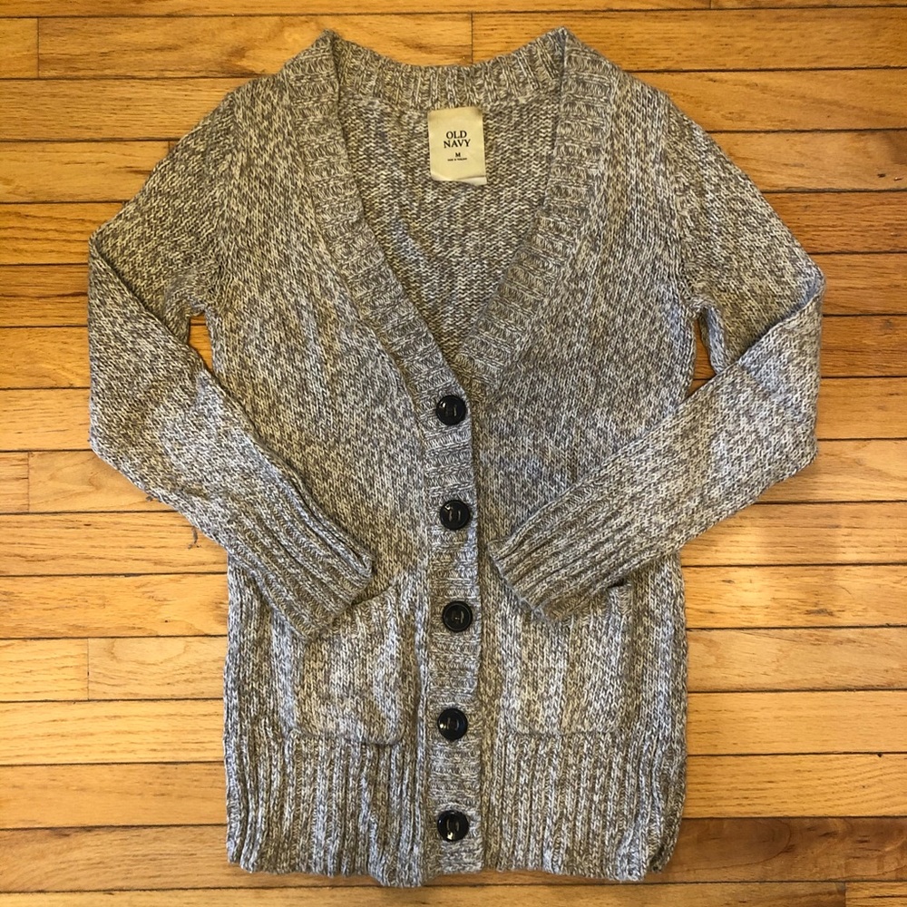 Old Navy Women's Marled Beige Tan Brown Wool Cardigan Button Sweater Medium